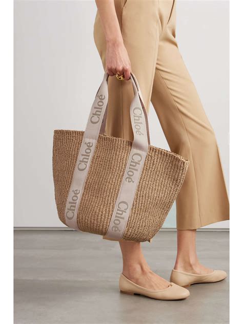 chloe woody raffia tote bag|net a porter chloe raffia.